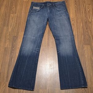 7 For All Mankind By Jerome Dahan Flare Jeans Size 30 Made in USA Y2K Denim C3